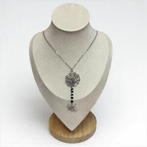 Gothic Beaded Spider Web Necklace